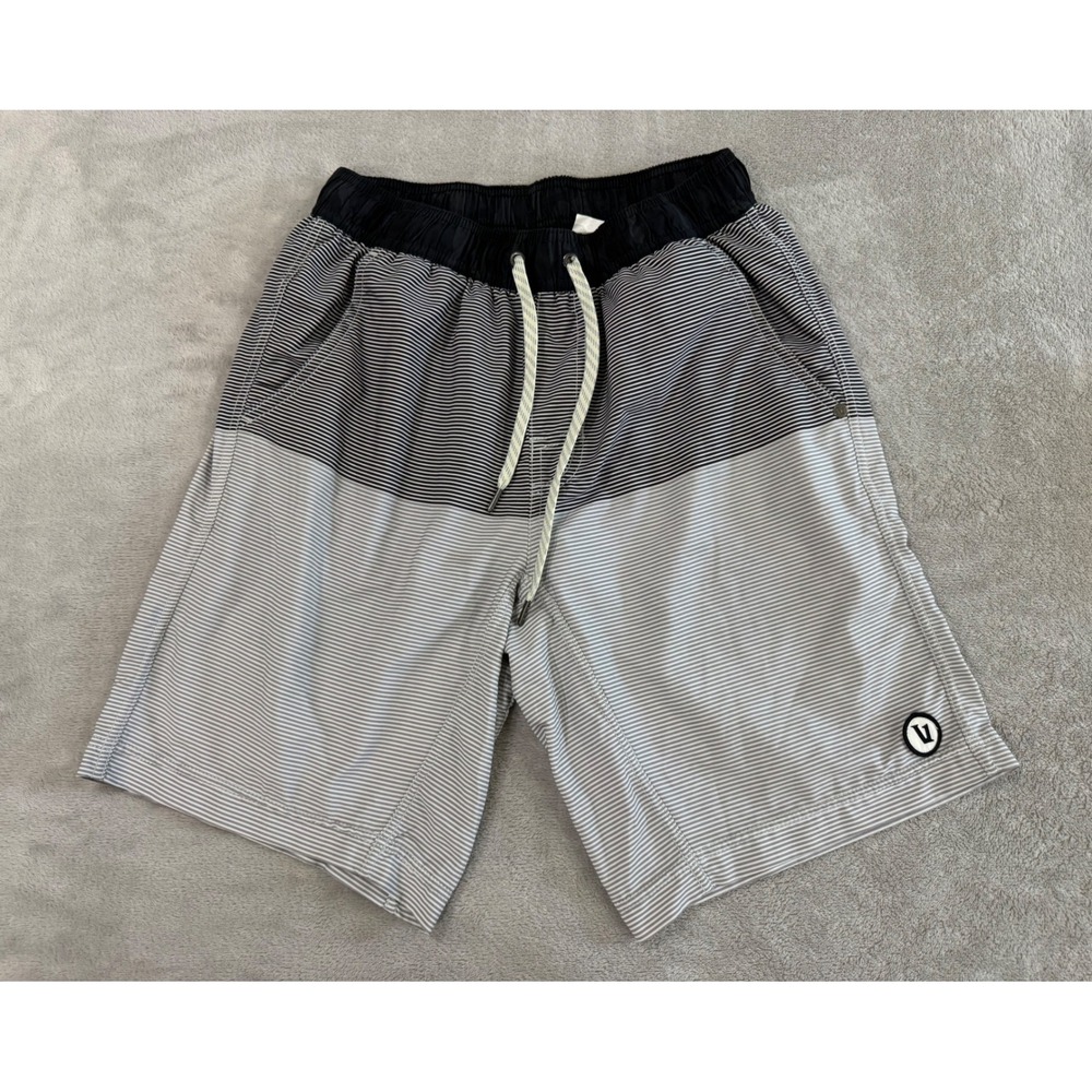 Vuori Mens Striped Board Shorts Black Grey Camo Pocket Size S